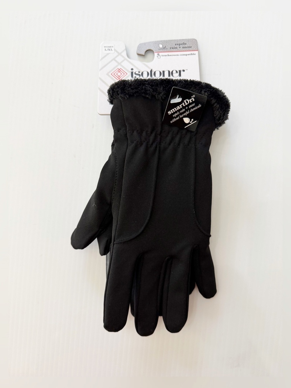 Isotoner Women’s Lined Spandex Water Repellent Gloves - L/XL